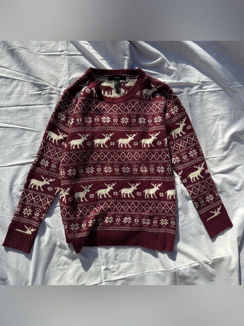 Cozy Maroon Reindeer Sweater - Womens